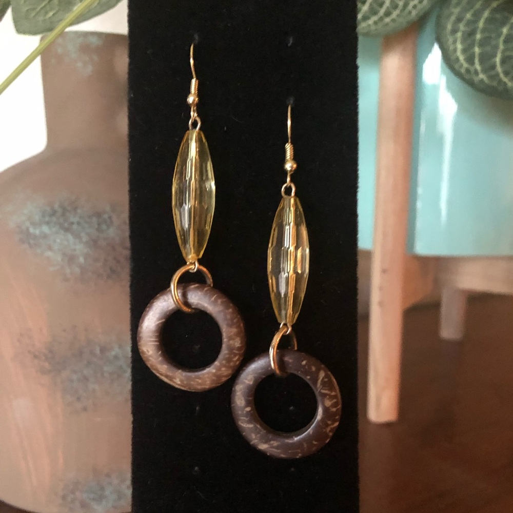 Laguna Yellow And Wood Earrings